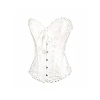 fghsd steampunk bustier gothique noir corset top sexy lingerie gorset vintage brodé jacquard corset (couleur : noir, taille : s code) (blanc xs code)