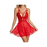 rslove lingerie sexy en dentelle nuisette femme maille ouverte lingerie et vêtements sexy rouge m