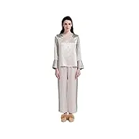aiyifuty ensemble de pyjamas en soie à col en v pour femmes ensembles de vêtements de nuit en satin deux pièces,gray,l