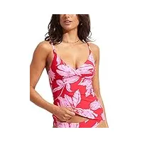 seafolly tankini top badeanzug mit wickelvorderseite haut, fleur de bloom piment rouge, 40 femme