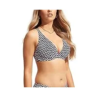 seafolly maillot de bain bikini triangle fixe bonnet dd pour femme, sienna true navy, 4