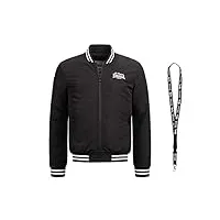 lonsdale veste - veste demi-saison pour homme - veste bomber - veste collège - veste d'hiver - cordon limité, trusthorpe – noir/blanc, l