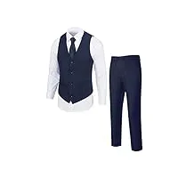 furuyal costume 2 pièces pour homme - coupe ajustée - tenue décontractée - gilet et pantalon, bleu marine, taille xl