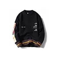 pullover patchwork sweathery sweathery hip hop pully sweatover crowneck streetwear tops streetwear tops (couleur : black, taille : xxl code)
