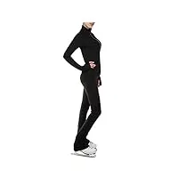 kdoq vestes de patinage artistique pour filles pantalons warm practice activewear leggings (taille: xxs, couleur: noir)