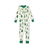 hatley organic cotton one piece pyjama ensemble de pijama, glow-in-the-dark christmas trees, 3 years fille