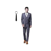 cloudstyle costume homme formel un bouton à la mode slim fit quatre pièces(blazer+ pantalon+ gliet+ cravate) gris foncé m