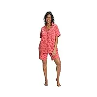 ulla popken shorty, country-druck, halbarm, shorts, kurzpyjama ensemble de pijama, hellrot, 48-50 femme