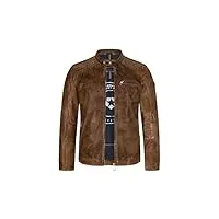 milestone msmiami veste en cuir pour homme avec perforation, marron, 52