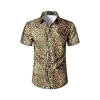 lucmatton chemise hipster à manches courtes boutonnée imprimé léopard pour homme, léopard-a, m