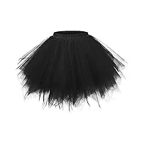 zookey rétro années 1950 tutu jupe courte jupon tulle tutu ballet bulle jupe gonflée fête danse jupe pour femmes et filles (a-le noir)