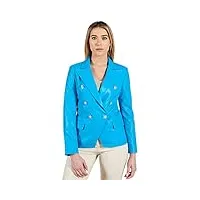 d'arienzo blazer en cuir bleu clair agneau femme surveste à double rangée cuir véritable made in italy kelly s/bleu ciel