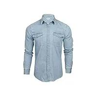 xact chemise en denim de 6,6 oz pour hommes à manches longues (light blue denim) l