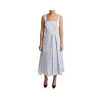 dolce & gabbana white blue striped cotton a-line dress it40|s