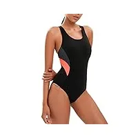 veranobreeze maillot de bain une pièce de sport pour femme racerback noir maillots de bain de sport (gris & orange, eu42)