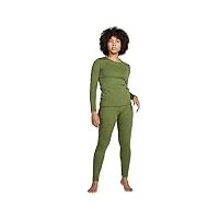 lapasa ensemble de sous-vêtements thermiques femme haut & bas maillot de corps manches longues & pantalon chaud automne/hiver vert m