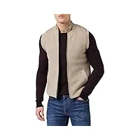hackett london knit hybrid gilet cardigan, brown (taupe), xs homme