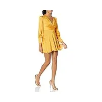 bcbgmaxazria mini robe de soirée à manches longues avec volants, jaune doré, 42 femme