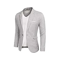 coofandy blazer sportif regular fit veste col revers 1 bouton veste de costume de loisirs costume décontracté grandes tailles gris clair 3xl