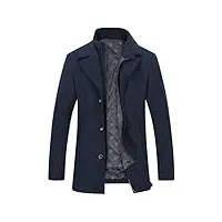 youthup manteau homme hiver en laine chaud trench coat mi-long casual parka pardessus caban business bleu 1953 xl