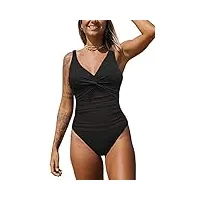 nland maillot de bain 1 pièce femme ensembles col v bikini set push up amincissant chic swimwear maillots de natation(le noir,l)