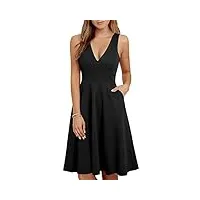 homeyee robe de cocktail élégante sans manches à col en v pour femme avec poches a293 (xxl, noir)