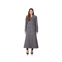 de la creme fashions manteau d'hiver long en laine cachemire pour femme, gris, 36