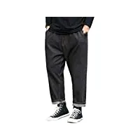 wegukri printemps automne hommes baggy jeans coton casual elastique droit denim pantalon large pantalon pantalon grande taille, noir/gris, 54