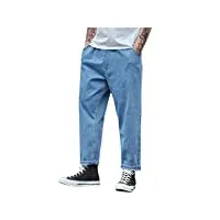 wegukri printemps automne hommes baggy jeans coton casual elastique droit denim pantalon large pantalon pantalon grande taille, bleu, 56