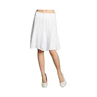 caspar ro014 jupe en lin pour femme avec taille élastique adaptée à la silhouette, blanc., xs-s