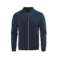 youthup blouson homme léger veste imperméable printemps été décontracté jacket de couleur unie col montant bleu-1801 xxl