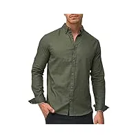 indicode hommes brayden chemise rayée à col boutonné beetle - solid small