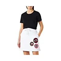 love moschino a-line skirt with 3 brand patches jupe trapèze, optical white, 38 aux femmes