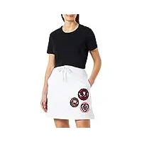 love moschino a-line skirt with 3 brand patches jupe trapèze, optical white, 40 aux femmes