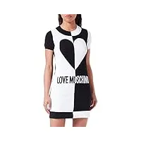 love moschino robe tube à manches courtes, noir/blanc, 42 femme