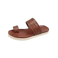 summer slippers ladies summer fashion print large size hollow set toe flat slippers slip up women's summer flip-flops (color : brown size : 40) (brown 38)