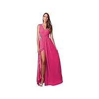 zzsrj robe de demoiselle d'honneur longue élégante avec poches le corset de sol robe de fête de mariage à fente (color : pink1, us size : 18w)
