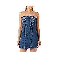 pinko robe en jean goal avec cordes, pjv_wash vintage medium/light, 44 femme