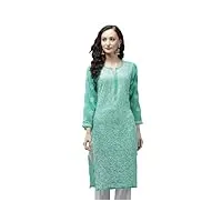 ada robe tunique indienne brodée à la main pour femme - a100287, vert mer, xl