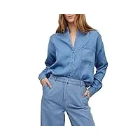 vila vibista l/s chemise oversize/su-noos blouse, bleu moyen (denim bleu moyen), 38 femme