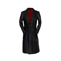 wesley snipes blade manteau long en cuir véritable pour homme, cuir véritable., l