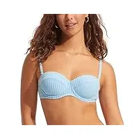 seafolly maillot de bain bustier à armatures standard pour femme, havana powder blue, 44