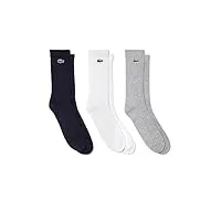 lacoste sport chaussettes mixte - lot de 3 , silver chine/white-navy b, 35-38
