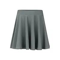yunclos femme rétro jupe basique plissée haute taille elastique patineuse extensible classique（version allongée comprise）,gris,s