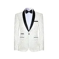 allthemen blazer veste de costume homme mince d'affaires décontraction couleur unique un bouton luxe formelle mariage dîner d'affaires blanc xxl