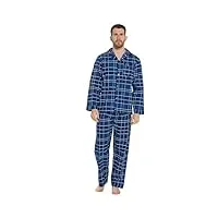 strong souls pyjama traditionnel 2 pièces pour homme, bleu marine - carreaux, m