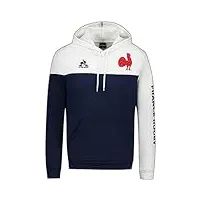 le coq sportif ffr fanwear hoody n°2 m dress blues/new tricot, bleu/blanc, pres du corps mixte