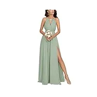 kurface robe de demoiselle d'honneur de mariage pour femme, épaules dénudées, dos nu, robe de soirée formelle plissée avec fente, vert sauge, 38