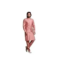 pyjama traditionnel ethnique kurta avec veste nehru pour homme, rose, 34