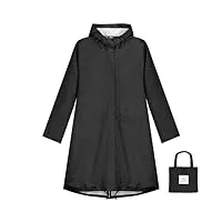 anyoo veste de pluie imperméable pour femmes avec capuche, manteau de pluie léger et long, coupe-vent et trench,noir,taille unique
